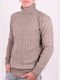 Clever 20700 Men's Long Sleeve Sweater Turtleneck Beige MS20700