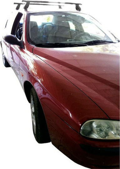 Menabo Metallic Car Roof Bars 112cm for Alfa Romeo Alfa 156 4D for Cars with Factory Bars Set with Roof Rack Legs Black