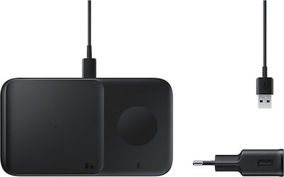 Samsung Drahtloses Ladegerät (Qi Pad) 9W Stromlieferung Schwarzs (Duo With Travel Adapter)