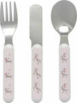 Sophie Allport Baby Cutlery Set Fairground Ponies made of Metal Pink 3pcs