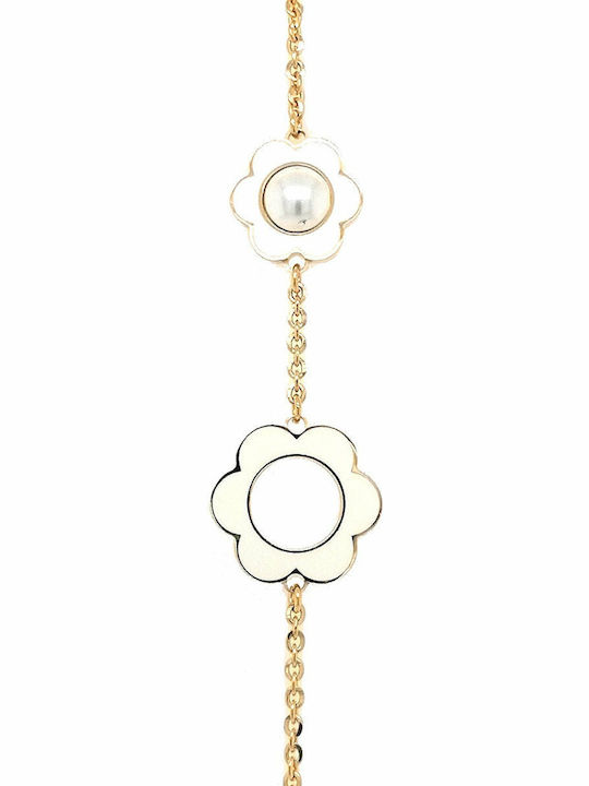 Rebecca Women's Bracelet Chain with design Flower made of Silver Gold Plated with Pearls