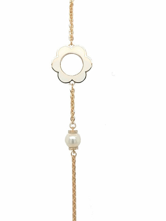 Rebecca Women's Bracelet Chain with design Flower made of Silver Gold Plated with Pearls