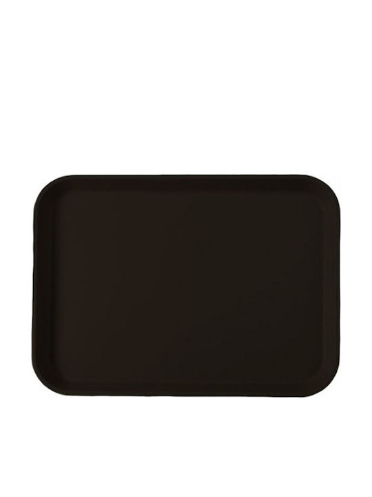 GTSA Ορθογώνιος Δίσκος Σερβιρίσματος Αντιολισθητικός από Πλαστικό σε Μαύρο Χρώμα 41x30.5cm