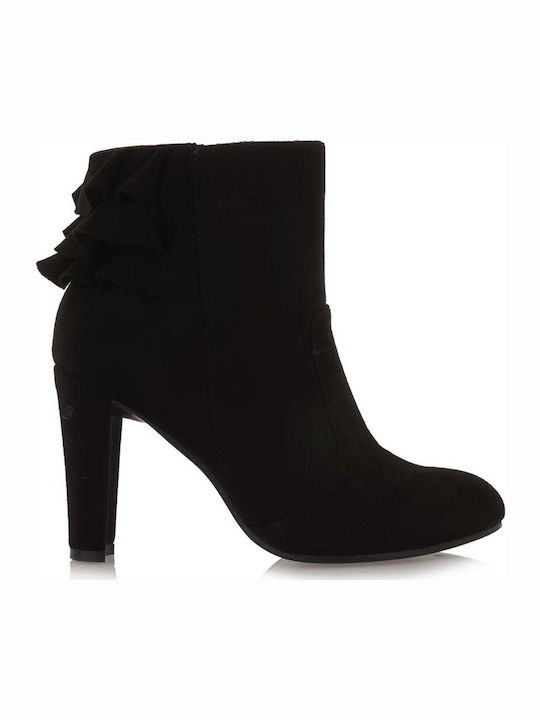 Seven 97524 Suede Women's Ankle Boots with High Heel Black