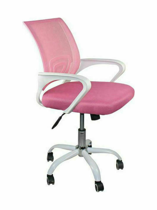 Καρέκλα Γραφείου με Ανάκλιση BF2101-SW Άσπρο / Mesh Ροζ Woodwell
