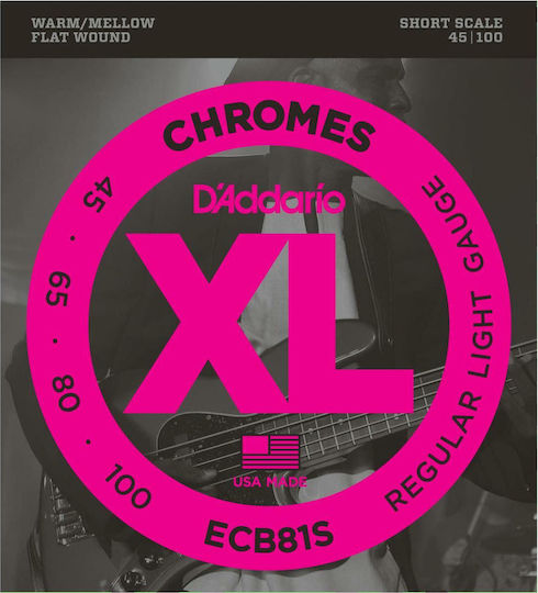 Daddario XL Chromes Corzi Pentru Bas Oțel Inoxidabil 4 Bucăți Scară Scurtă