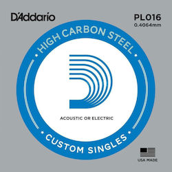 Daddario Single Steel String for Acoustic Guitar / Electric Guitar Single Plain .016"