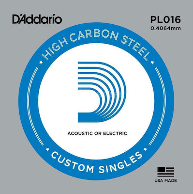 Daddario Einzelne Stahl Saite für Akustische Gitarre / E-Gitarre Single Plain .016"