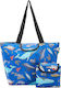 Eco Chic Insulated Bag Shoulderbag Sea Creatures Large Cool 10 liters L44 x W17 x H29cm. Blue