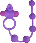 Easytoys Triple Pleasure Couple Toy Perle anale cu vibrație Violet 29cm ET345PUR