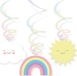 Amscan Rainbow Cloud Hanging Ornament for Party 6 Pieces 60cm