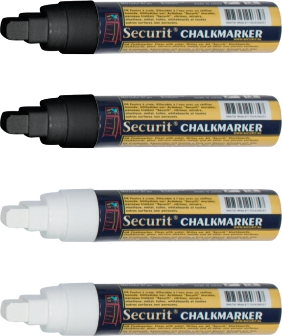 Securit Chalk Marker Σετ Μαρκαδόροι Υγρής Κιμωλίας Αδιάβροχοι με Μεγάλη