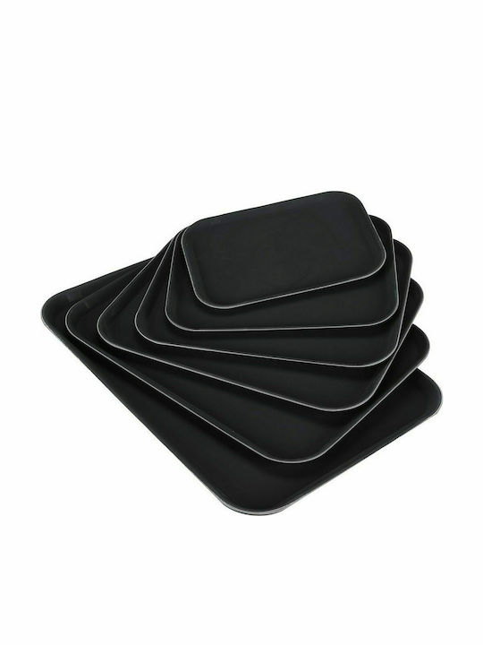 Plastic Dreptunghiular Tavă de Servire Antiderapant în Culoare Negru 35x27cm 1buc