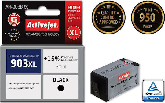 Active Jet Inkjet Printer Compatible Ink HP 903XL T6M15AE 950 Pages 30ml Black