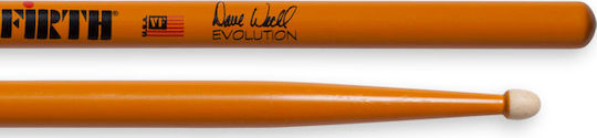 Vic Firth Hickory Drumsticks Drums Signature Dave Weckl Evolution 5A with Tip Shape Drop in Orange Color