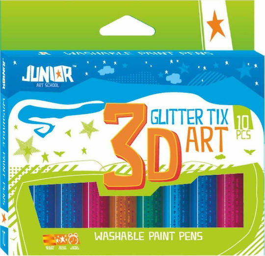 Uni Pap 3D Tix Κόλλα Glitter Πολύχρωμη 11.5ml Σετ 12τμχ
