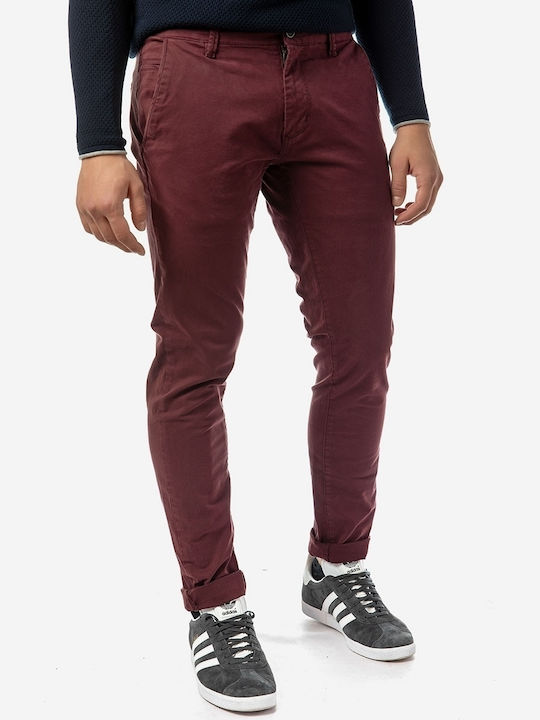 Hose Chino Elastisch in Schlanker Passform Burgundisch