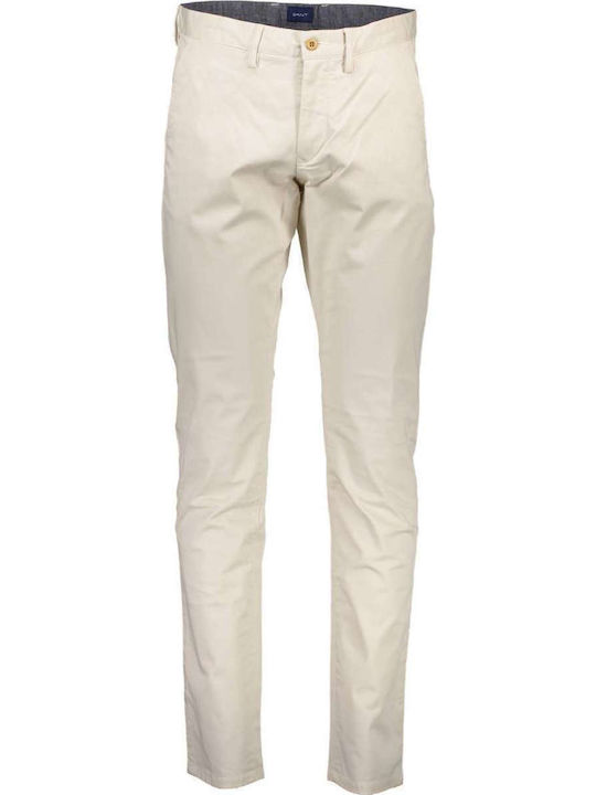 Gant Trousers Chino Elastic in Slim Fit Beige