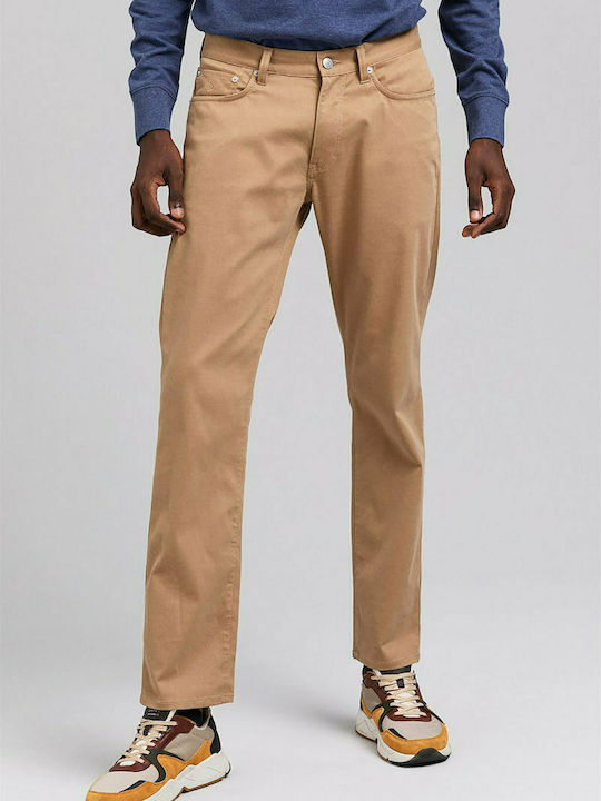 Gant Ανδρικό Παντελόνι Ελαστικό σε Slim Εφαρμογή Μπεζ