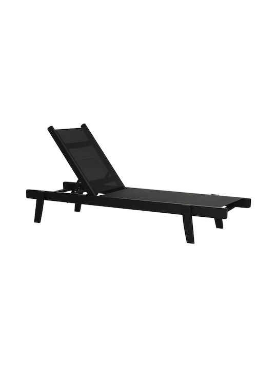 Deckchair Metallic Black 202.5x66.5x30.5cm.