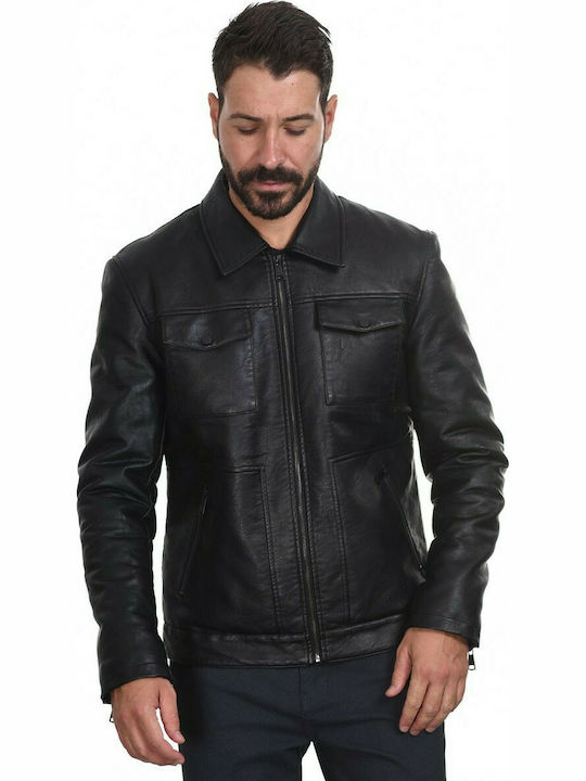 Splendid Herren Winter Jacke Leder Schwarz