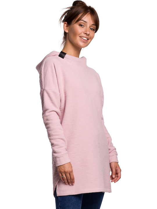 BeWear B176 Women's Long Hooded Sweatshirt Pink