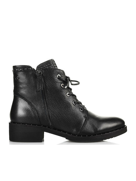 66968 Leder Stiefeletten Damen Schwarz