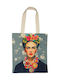 Synchronia Frida Kahlo Cotton Shopping Bag In Gray Colour