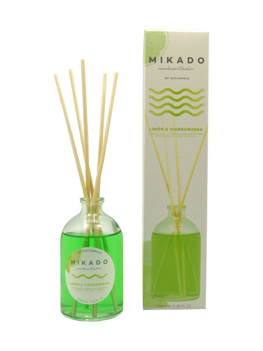 Naturmais Difuzor Mikado Ambientador cu Aromă Cu bastoane de Limon și Hierbabuena 100ml