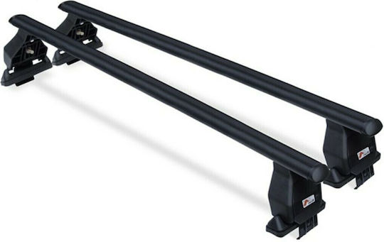 Menabo Metallic Car Roof Bars 112cm for Suzuki Splash 5D Set with Roof Rack Legs Black