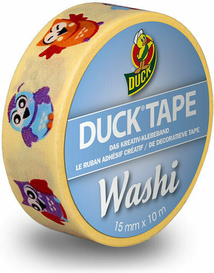Duck Washi Adhesive Decoration Tape Cute Owls 1pcs 15mm x 10m