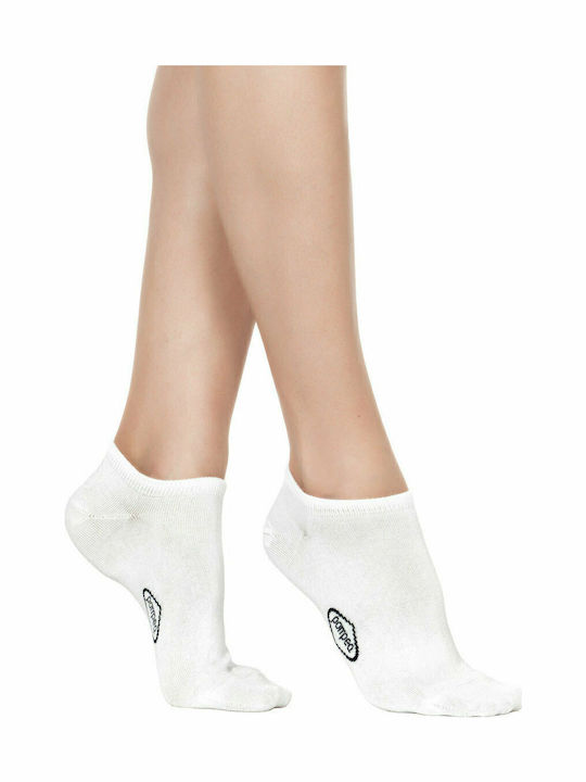 Pompea Damen Einfarbige Socken Weiß 3Pack