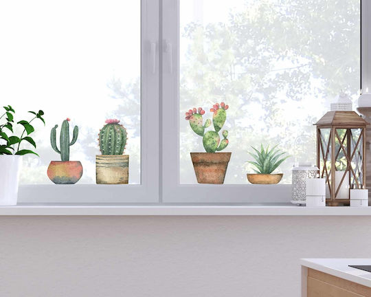 Dekorativer Aufkleber Glas Cactus 4Stück 34x15.5cm Ango Dekorativer Aufkleber Glas Cactus 4Stück 34x15.5cm Ango