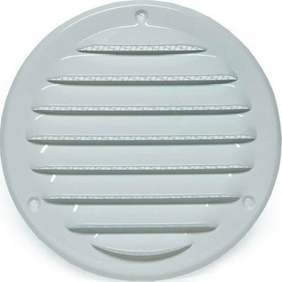 Europlast 101- Round Vent Louver with Sieve 20x12.5cm Λευκή Μεταλλική