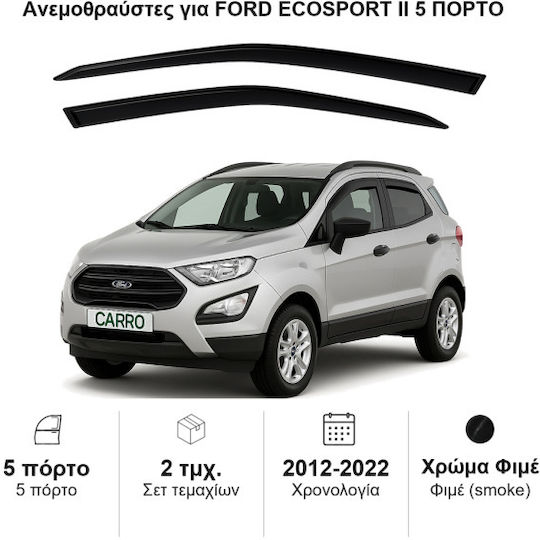 Heko Set of Windbreakers Front Car Dark Fime for Ford EcoSport 2pcs