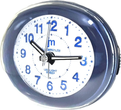 Justaminute Geräuschloses Tischuhr LED Metallisch mit Wecker Blau JA7020