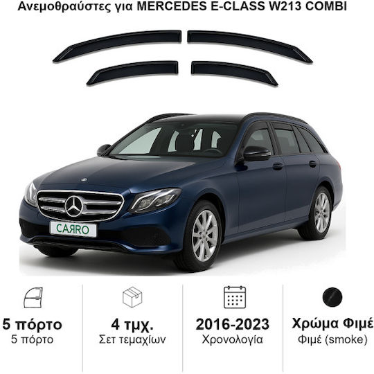 Heko Set of Windbreakers Front and Rear Car Dark Fime for Mercedes-Benz E Class 4pcs