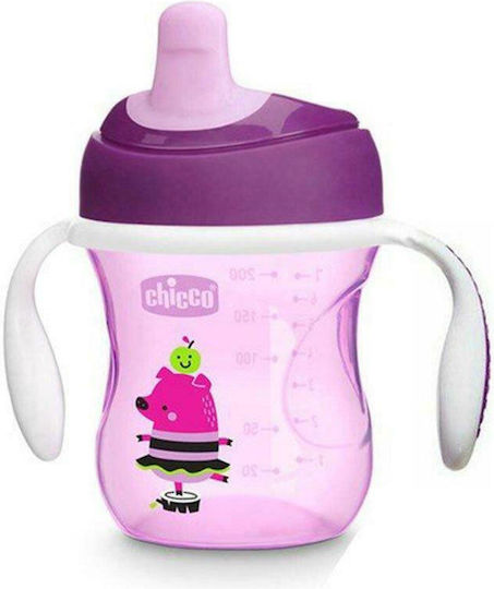 Chicco Training Cup Εκπαιδευτικό Μπιμπερό Πλαστικό με Λαβές Pig 6m+ 200ml