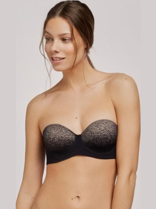 Gisela Μαύρο Strapless Σουτιέν χωρίς Ενίσχυση μ...