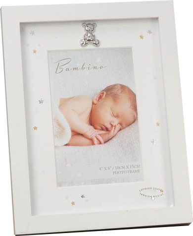 Bambino Mio Αρκουδάκι Παιδική Κορνίζα Ξύλινη Λευκή 10x15cm