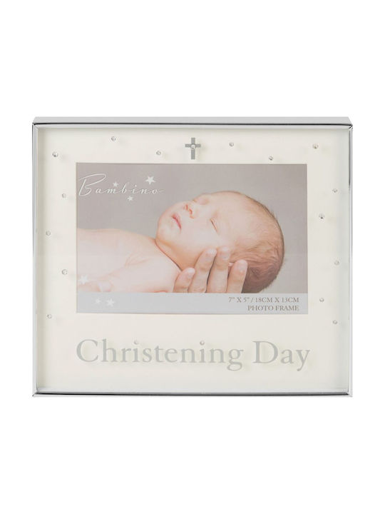 Bambino Mio Rama Foto Pentru Copii Botez Placată Cu Argint Albă 18x13cm Bambino Mio Rama Foto Pentru Copii Botez Placată Cu Argint Albă 18x13cm