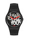 Swatch Hate 2 Love Uhr mit Schwarz Kautschukarmband