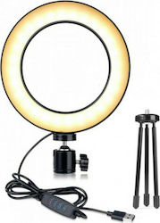 USB LED Ring Light 16cm 2500 - 4500K with Desktop Tripod and Mobile Holder