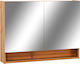 vidaXL Ορθογώνιος Καθρέπτης Μπάνιου Led από MDF με Ντουλάπι 80x60cm Καφέ