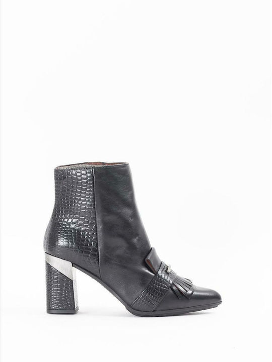 Leder Stiefeletten Damen Schwarz