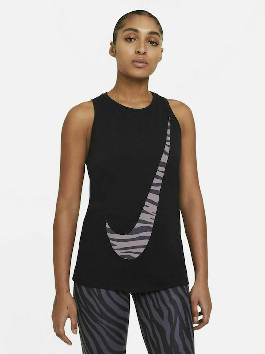 Nike Dri-Fit Αμάνικη Γυναικεία Αθλητική Μπλούζα Μαύρη