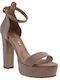 Smart Cronos Leather Women's Sandals with Ankle Strap Beige