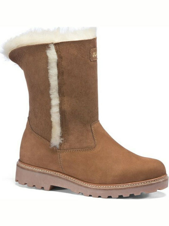 Kansa 85 Cuoio Suede Γυναικείες Μπότες με Γούνα Ταμπά