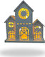 Lucas Christmas Illuminated Decorative Wooden House White with Battery 20x20x8cm.