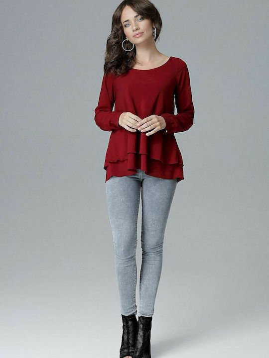 Lenitif L020 Women's Long Sleeve Sweater Red